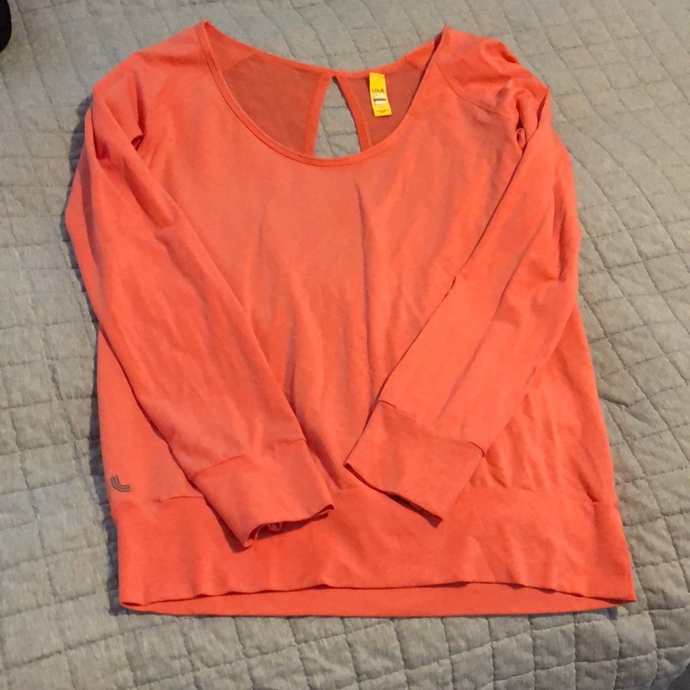 Pretty coral open back sheer top